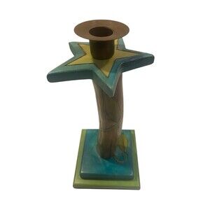 Sticks Sarah Grant 2005 Carved Wood Folk Art Candle Holder #76260